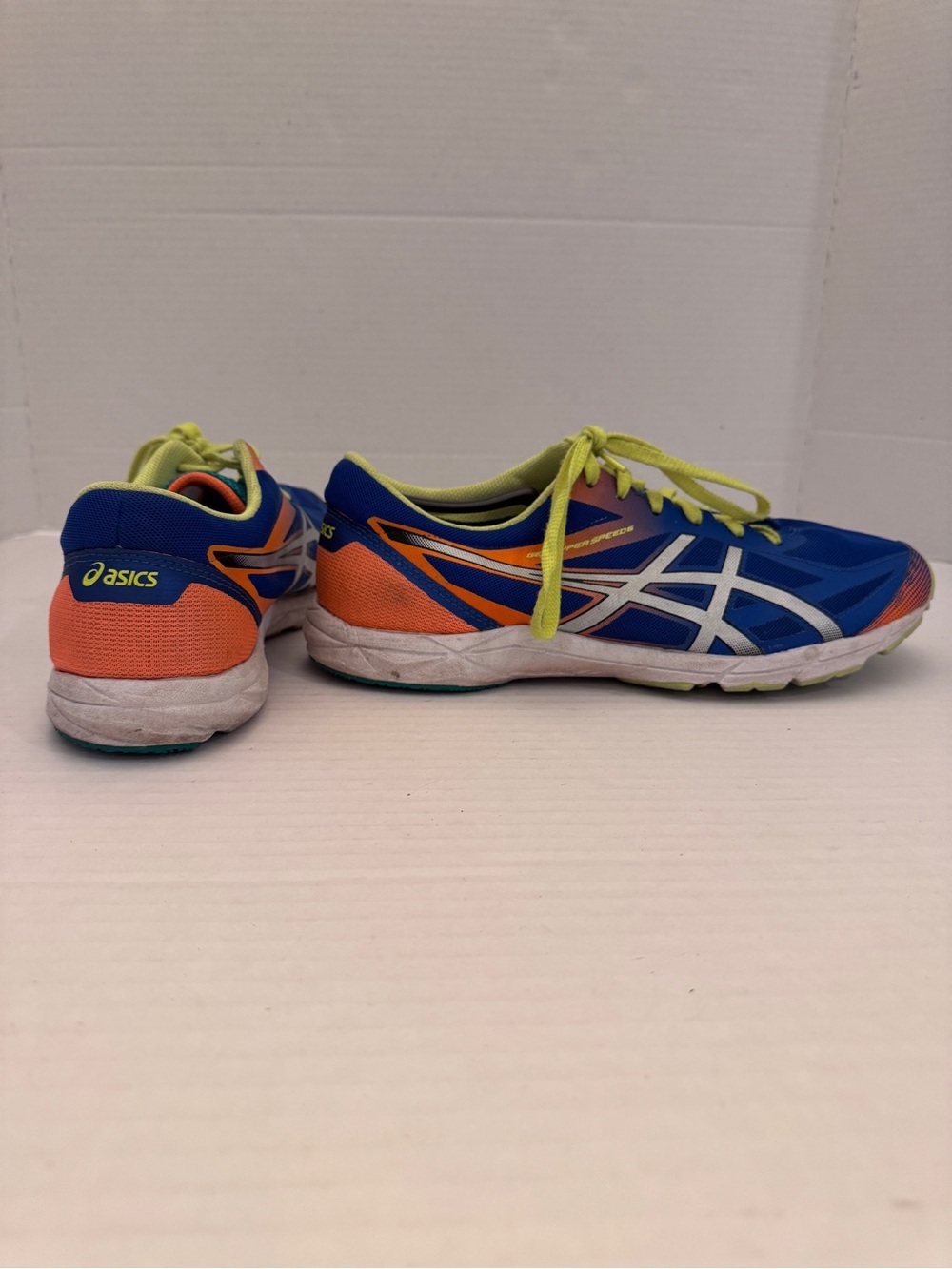 ASICS Mens Gel Hyper Speed 6 Running Shoes Sz 11 Blue Silver Flash Orange Train